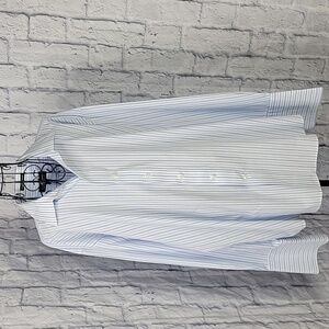 STEVE HARVEY Blue and White Striped Dress‎ Shirt 34/35 17 1/2